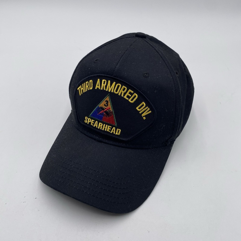 Third Armored Division Hat Spearhead Adjustable Black SnapBack Cleaned